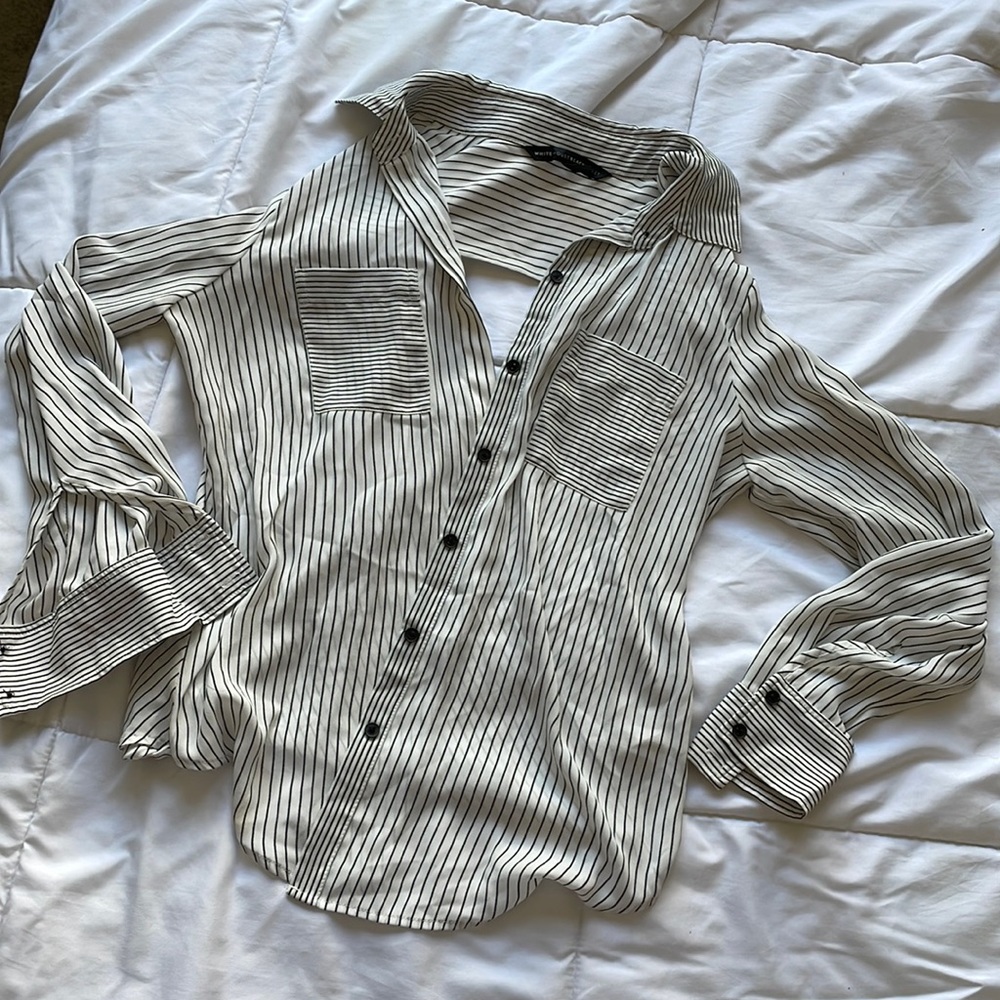 Open back button up White House black market blouse